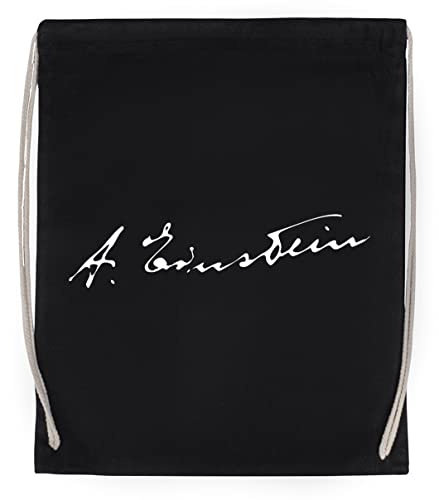 Enigmae Alberto Einstein Firma Bolsa de Algodón Deportiva con Ccordón Para Gimnasio Sport Cotton Black Bag
