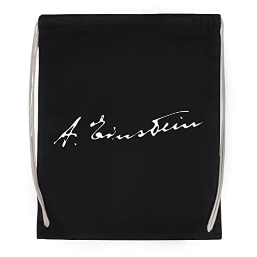 Enigmae Alberto Einstein Firma Bolsa de Algodón Deportiva con Ccordón Para Gimnasio Sport Cotton Black Bag