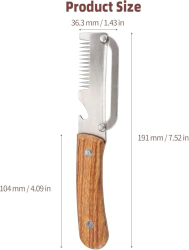 Image of 3-in-1 Multifunctional Vegetable Peeler, Stainless Steel Kitchen Peeler with Real Wooden Handle, Scallion Shredder & Bottle Opener, Upgraded Wide-Tooth & Sharp Peeling Blade Designs