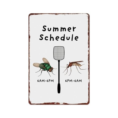 SXUZUSF Summer Schedule Cabin Bug Poster Funny Metal Sign For Men's Nest, Classroom, Bedroom Office Wall Decoration, Size 12x8 Inches.
