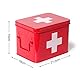 Theo&Cleo Medizin Box Metall, Erste Hilfe Kasten Koffer Schrank, Arzneischrank Medizinkoffer Retro, Medizinschrank, 22 * 16 * 16 cm, klein, Rot