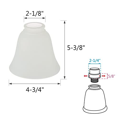Image of Aspen Creative 23136-4A Transitional Frosted Ceiling Fan Shade, 2-1 /8 inch Fitter, 4-3 /4 inch Diameter x 5-3 /8 inch Height, 4 Pack Replacement Glass