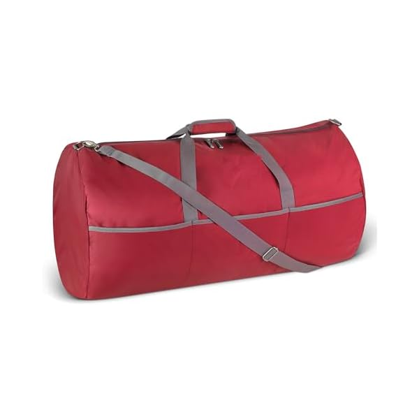 Amazon Essentials Extra Large Foldable Nylon Duffel Bag for Travel/Storage with Zippered Pockets, 32.4", 150L, 50-LBS Capacity, Red (Previously Amazon Basics)
