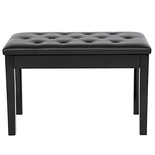 Preisvergleich Produktbild HelloCreate Duet Doppel Konzert Klavierbank PU Leder gepolstert Sitzbank Stuhl Hocker Aufbewahrung Schwarz