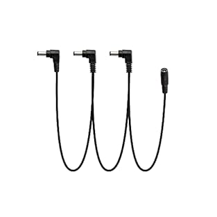 Fit 9V adapter for most guitar effect pedals DC 9V daisy chain 3 way cable divides your 1-way power supply into 3 ways, so that you may run 3 pedals on your pedal board at the same time The maximum distance between each plug is 29cm (0.95 feet), whic...