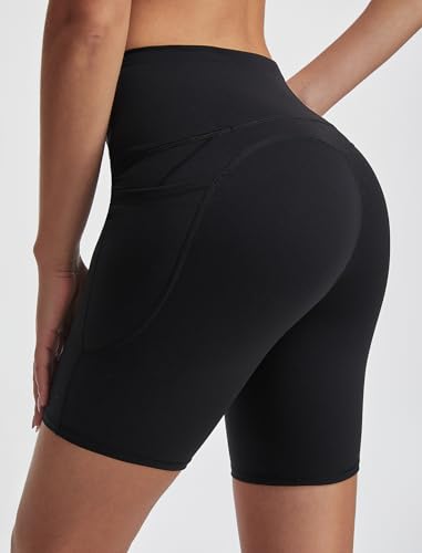 Women's High Waisted Biker Shorts with Pockets Tummy Control Short Leggins for Yoga Workout Gym Running2