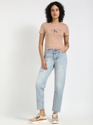 Calvin Klein Damen Gradient Ck Slim Tee S/S T-Shirt, Toskana, XXS – Ansicht 3