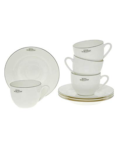 Portmeirion Home & Gifts Royal Worcester Serendipity Platinum Teacup and Saucer 0.22L (Set of 4