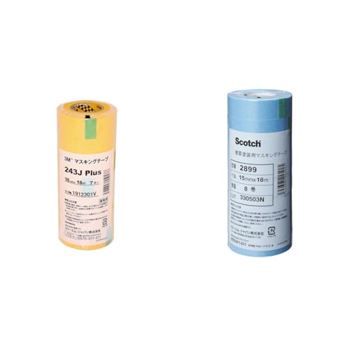 �y�Z�b�g�����z3M �}�X�L���O�e�[�v 243J Plus 18mm×18M 7���p�b�N (243J 18) + �X�R�b�` �h�� �}�X�L���O�e�[�v 2899 15mm×18m 8�� 2899 15X18