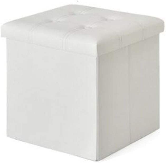 Tabouret repose-pieds en faux cuir tufté capitonné blanc chic