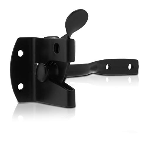 XFORT® Black Auto Gate Latch, Door Lock with Black Powder Coating to Resist Corrosion and Protect Against The Weather, Suitable for External Use As Garden Gate Latch, Shed Door Lock, Door Latch