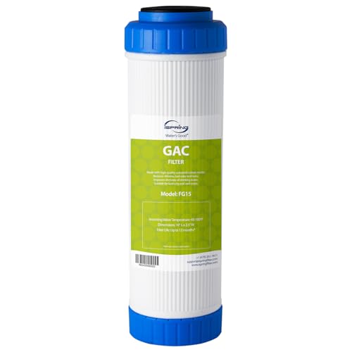 iSpring FG15 GAC Filtro de Carbón Activado Granular Filtro de Agua Ósmosis Inversa/Aquarium/Di, 2.5' x 10'