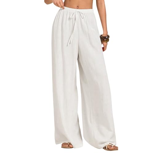 Neteson Leichte Hosen Damen Sommer Lang Leinenhose Damen Weite Leg...