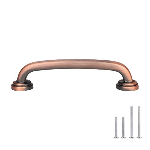 Fashion Furniture Direct 10 Pack Antique Copper Cabinet Handles 3.8 inch Hole Spacing Kitchen Cabinet Handles Rose Gold Bar Shape Drawer Dresser Cupboard Pull Handles