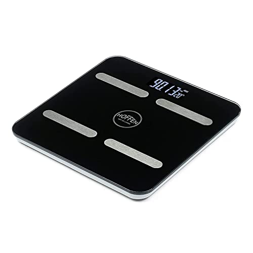 Image of Hoffen (Made in India) Smart Personal Body Fitness wireless Weighing Scale | Fat, Muscle, Metabolism Rate Machine | Bluetooth Connectivity Measuring Scale Black