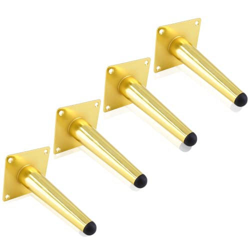 Cjueiom 4 Inch / 10cm Straight Furniture Legs Gold Sofa Legs Set of 4, Mid-Century Couch Legs Heavy Duty Coffee Table Legs - Image 3