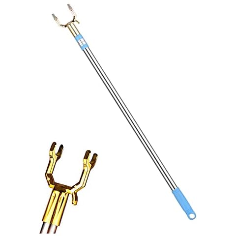 Wardrobe Hook Pole, the Newly Upgraded 1.5 Meters (59in) Retractable Pole Hook, Tretractable Clothing Reach Pole, Hanger Pole Suitable for Wardrobe, Clothes Line, Closet Hook, Clothes Rail ( Blue) Cover