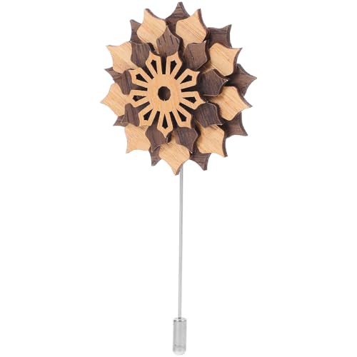 GLEAVI Broche de Solapa Madera y Perlas, Alfileres para Ropa, Bisutería Masculina, Elegante Broche Floral de Aleación, Adecuado para Trajes y Eventos Formales, Tamaño Mediano