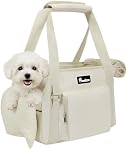 Pawaboo Dog Purse Carrier, Airline Approved Soft Sided Pet Carrier for Small Dogs Cats Rabbits with Large Pockets, Safety Leash, Soft Cushion, Breathable Dog Travel Carrying Tote Bag with Mesh Window