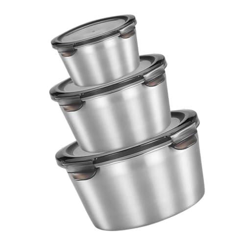 BESTOYARD Contenedores De Acero Inoxidable Con Tapas, Recipientes Para Aperitivos De Acero Inoxidable, Caja De Sellado De Alimentos, 3 Uds.