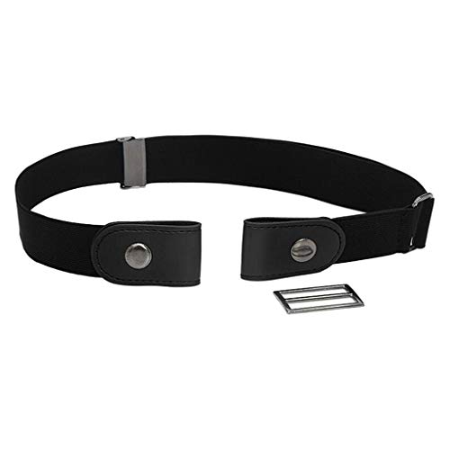 gazechimp Cinto Elástico De Couro Sem Fivela Para Homens E Mulheres Sem Bojo Cinto Invisível - Preto