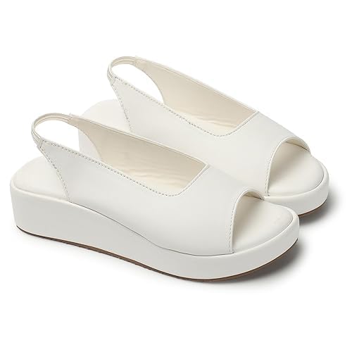 GLO GLAMP Casual Platform Wedges Heels Sandals With Comfortable Sole For Womens & Girls (White, 6) (B0CT3DZ5D8) Amazon Price History, Amazon Price Tracker