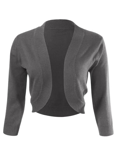 Image of Allsense Women's 3 /4 Sleeve Bolero Shrug for Dresses | Open Front Cropped Cardigan, Lightweight Knit Dress Cover Up