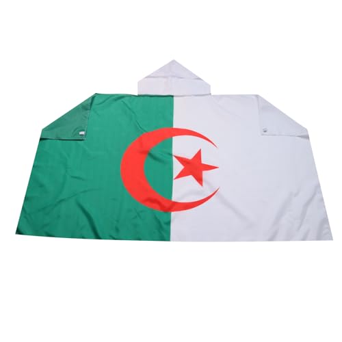 AZ FLAG Drapeau Algérie 150x90 cm - Cape Drapeau Algérien 100% Polyester Avec Manches Intégrées - Body Flag 80g