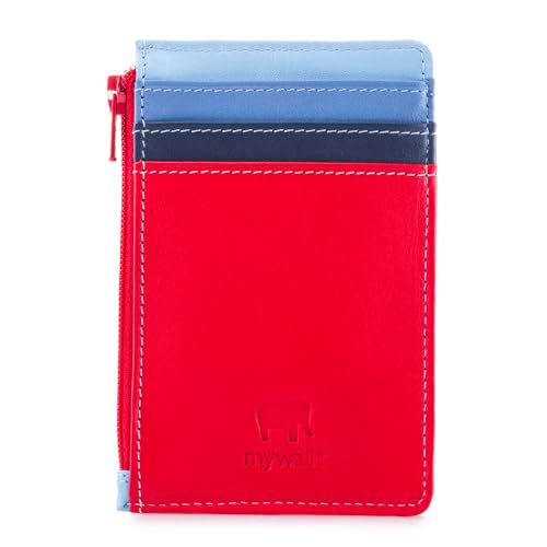 Image of Mywalit Multi-coloured Minimalist Tri-Fold Wallet with 4 Credit Card Slots, Transparent ID Card Window, Zipper Closure, External Coin Pocket