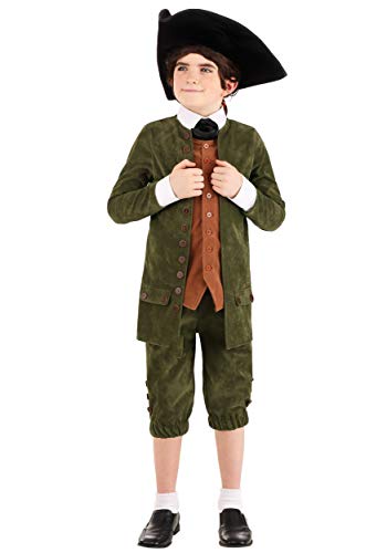 Disfraz colonial infantil para niño con chaqueta y accesorios