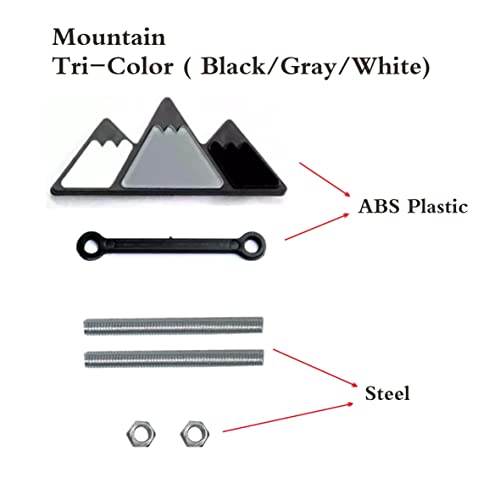 Image of Tri-Color Grille Badge Emblem Decoration Accessories Car Truck Label Compatible for Tacoma 4Runner Tundra Sequoia Rav4 Highlander (Mountain Black /Gray /White)