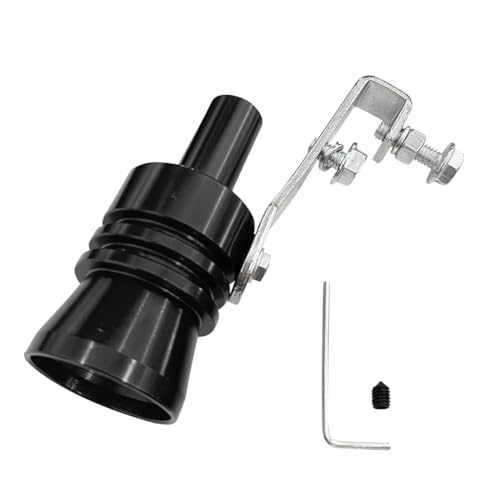 Exhaust Whistle, Aluminum Alloy Sound Whistle Exhaust Muffler Sound Booster, Car Roar Maker Tail Pipe Whistle, Car Blow off Valve Tip Simulator Whistler(Black, XL)