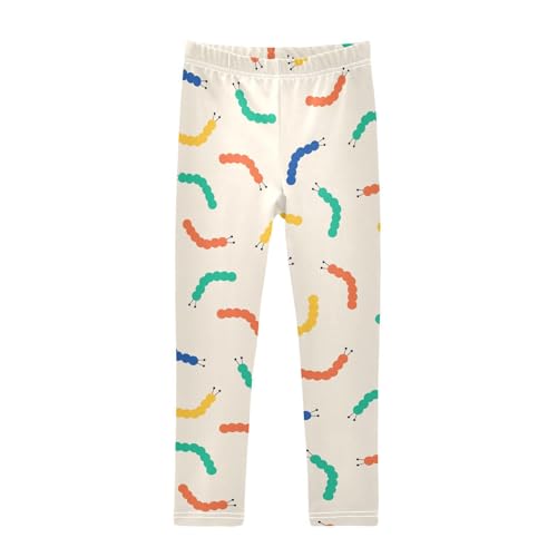 Colorful Caterpillar Girls Leggings,Workout Leggings for Girls Toddler Athletic Leggings Size for 3-10T