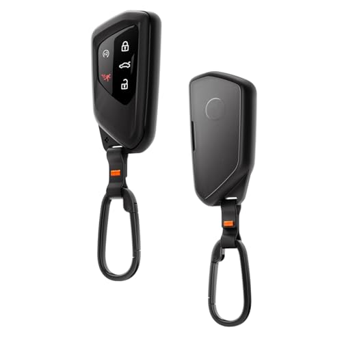 Spigen Volkswagen Schlüsselhülle [1 Stück] TPU Schlüsselgehäuse Autoschlüssel Hülle für VW SKODA mit Karabiner und Riemen Kompatibel mit VW Smart Key Fernbedienung Cover Zubehör - Schwarz