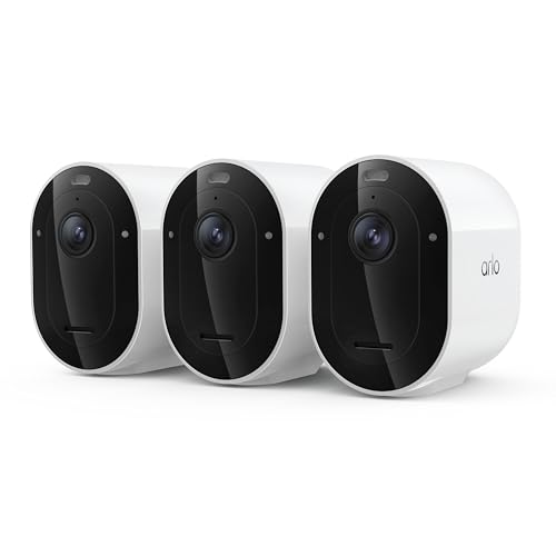 Arlo Pro Security Camera 2K HDR (6th Gen, 2025 Release) - Wireless Outdoor Camera, Rechargeable Removeable Battery, Event Captions, Emergency Response, 1-Month Trial of Secure Plan, 3 Cam, White