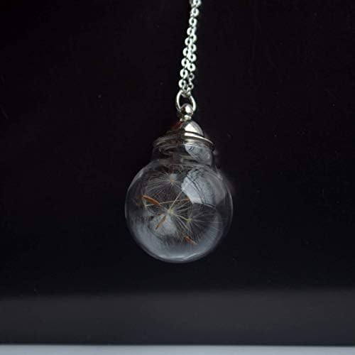 Dandelion Make a Wish Real Flower Cylinder Glass Ball Openable Pendant 925 Sterling Silver Necklace