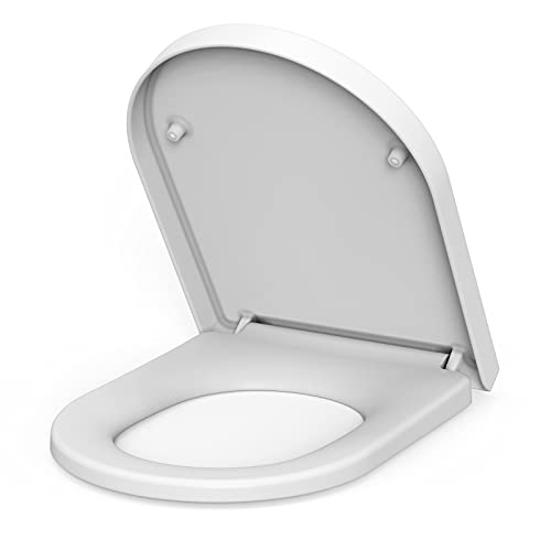 Asiento de inodoro con forma de D - de tapa total, inodoro con freno de caída, bisel de inodoro/inodoro - Duroplast,Bisel de inodoro fácil de instalar para niños y adultos