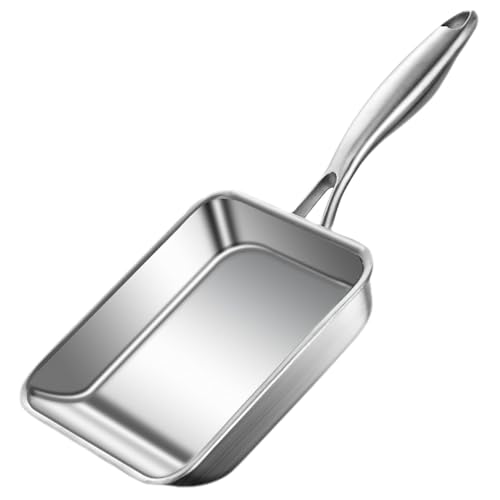 Lamppdcor Casserole carrée Tamagoyaki en acier inoxydable, poêle à œuf non enrobée non cachée 7.5x6.3, Pane de friture rectangle pour cuisiner le rouleau...