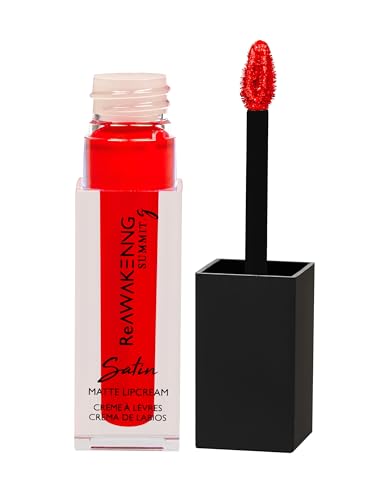 Summit G Satin Glossy Liquid Matte Lipstick, Long Lasting Lip Stain, Vitamin E Enriched, Easy Apply Lip Tint Red