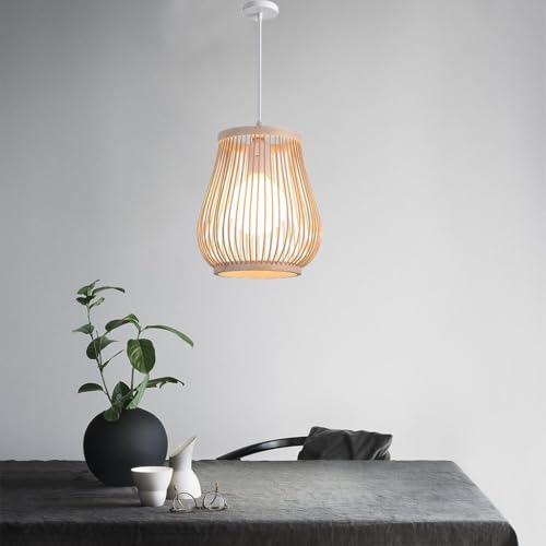 Lámpara colgante de bambú natural y techo para decoración de cafetería 2
