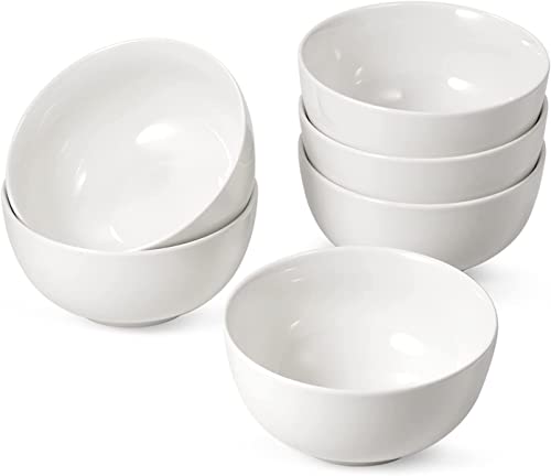 Cuenco grande de 6 piezas, 600 ml, ensaladera de cerámica, color crema y blanco, cuenco de cereales, cuencos redondos para 6/12 personas Cover