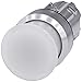 Siemens 3SU10511AD600AA0 Illum. Mushroom Pushbutton, 30mm, Plastic & Metal, IP66, IP67, IP69K Protection Rating, Shiny Metal, 22mm, White