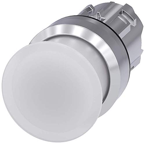 Bouton poussoir champignon Siemens 30 mm blanc en métal brillant