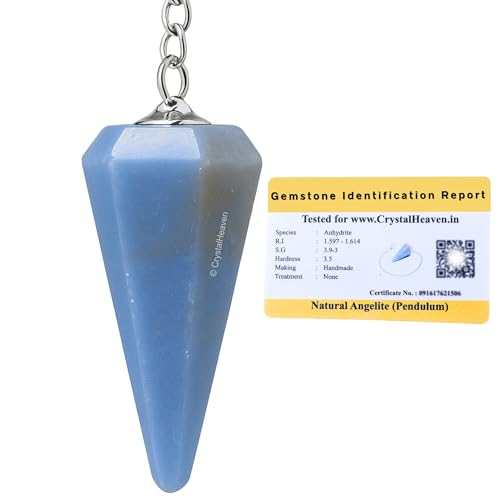 Image of Angelite Pendulum Dowsing Tool - Natural Crystal Pendulum for Spiritual Guidance - Premium Dowser Pendulum for Accurate Divination and Energy Healing - Perfect for Energy Healing and Chakra Balancing - Handcrafted with Precision and Elegance