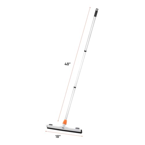 Image of Superio Floor Squeegee for Concrete, Tile, Laminate, Bathroom Floor - 48 inch Handle - 18 inch Foam Window Squeegee