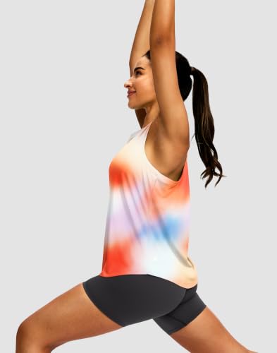 Image of Women's Workout Tops Racerback Athletic Tank Tops Sleeveless Loose Fit Yoga Running Gym Shirts for Women