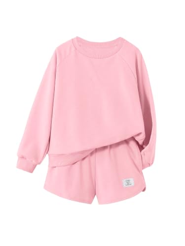 Ecolala Girls Sweatsuit Lounge Sweatshirt and Short Sets Pink 7-8Y