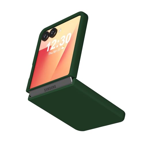 LoeoeL for Samsung Galaxy Z Flip 7 Phone Case Silicone, Minimalist Ultra Thin Slim Soft Rubber Solid Color Simple Cute Case for Women, Aesthetic Girly Plain Jelly Gel &Camera Cover, Dark Green