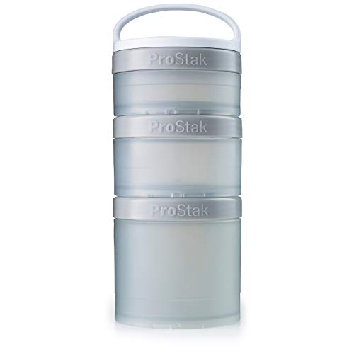 Image of BlenderBottle ProStak Twist n’ Lock Storage Jars Expansion 3-Pak with Removable Handle, Pebble Grey