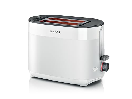 Bosch MyMoment Delight TAT2M121GB - Compact 2-Slice Toaster with Reheat/Defrost, Integrated Bun Warmer, Auto Shut-Off, High Lift and Crumb Tray, in White